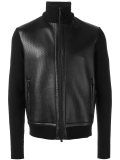 leather panel knitted jacket