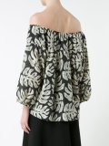 Three-quarter top with palm-leaf print