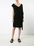 asymmetric sleeves V-neck dress