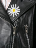 daisy embellished biker jacket