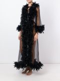 feather trim sheer robe