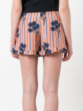ruffle trim floral print shorts