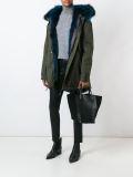 raccoon fur-trimmed midi parka