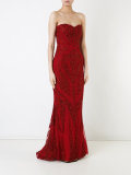 strapless embroidered gown