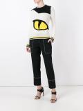 contrast stitch wide-leg trousers