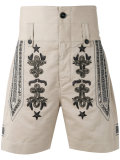 embroidered metal bermudas
