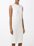 sheer panel shift dress