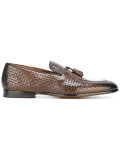woven effect tassel loafers 