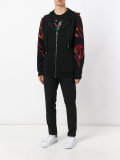 embroidered sleeve zip hoodie 