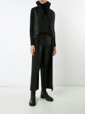 asymmetric leather panel coat