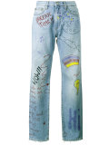 hand painted doodle jeans