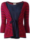 tied front striped blouse