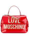 metallic logo fold-over tote