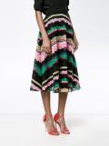 striped embroidered flared skirt