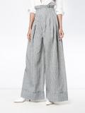 Pinstripe Wide Leg Trousers with High Waist