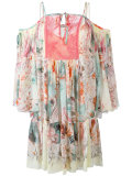 cold-shoulder floral print dress