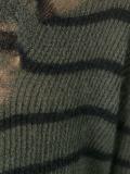 striped distressed fine knit jumper
