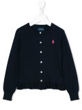 embroidered logo cardigan