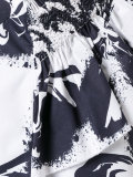 abstract print ruffled blouse