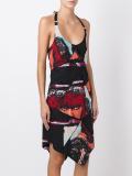 halterneck diagonal panel dress