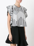 printed ruffle sleeve blouse