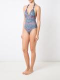 v neck printed swimsuit