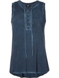 lace-up denim tank