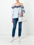ruffled trim striped blouse 
