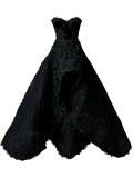 strapless hi-low gown