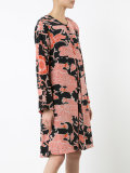 bird pattern flared dress
