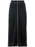 zipped front midi skirt