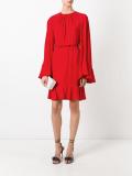 gathered neck belted dress