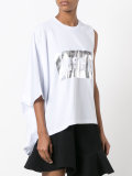 metallic logo asymmetric T-shirt