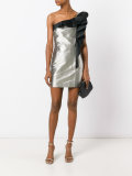 high shine pleated trim dress 