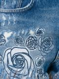 rose print denim shorts