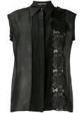 flower appliqué sleeveless shirt