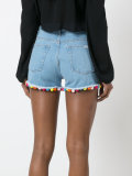pompom denim shorts