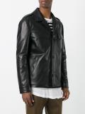 button-up leather jacket