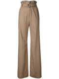 flared high-waisted trousers