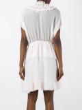 ruffle trim sheer panel dress