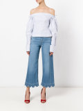 Wide leg scalloped hem jeans