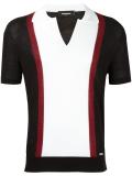 stripe open collar polo