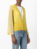 sheer sleeve buttoned cardigan