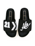 embossed text flip flops 