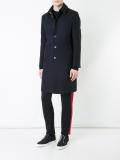 buckled neck mid coat