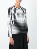 'heart' patch striped T-shirt