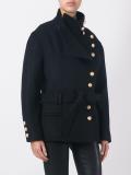 off-centre fastening belted jacket