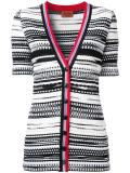 V-neck striped shortsleeved cardigan