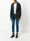 leather collar jacket