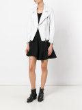 biker jacket with silver tone zippers